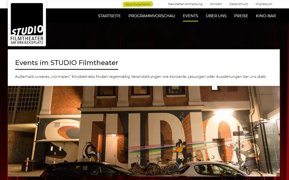Studio Filmtheater -- Website auf Basis von TYPO3
